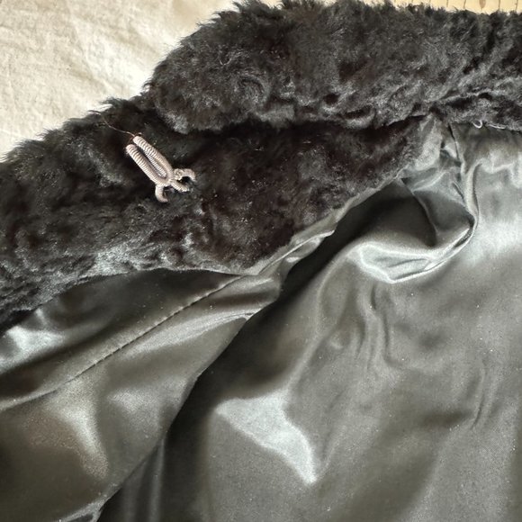 XS S Faux Persian Lamb Jacket Long Sleeve Stand Collar New Lining 1940s 1950s - Picture 10 of 13